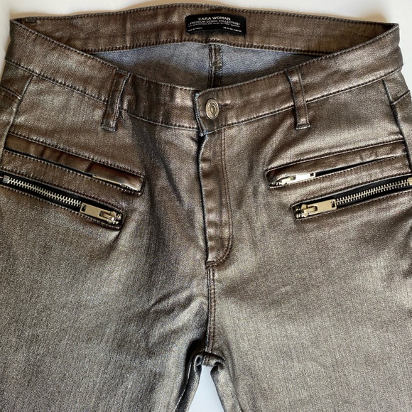 Zara Biker Silver Metallic Jeans - Picture 10 of 11